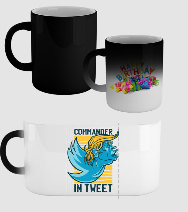 Commander in Tweet - Trump model negru pe tricou