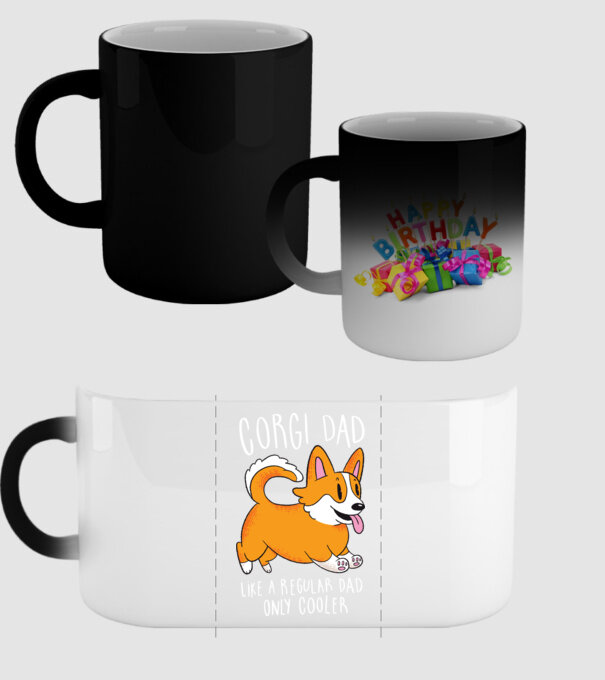 Tată de Corgi model negru pe tricou