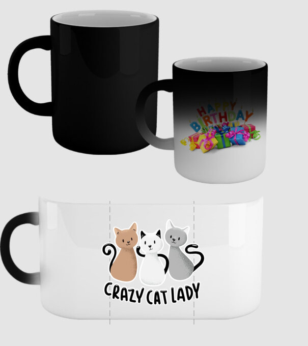 Crazy Cat Lady - fată nebună cu pisică model negru pe tricou