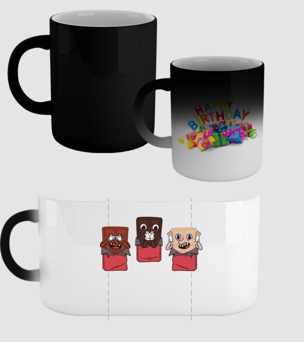 Trio de ciocolată model negru pe tricou