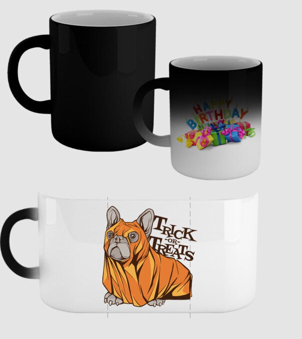 Trick or Treat Mops Halloween model negru pe tricou