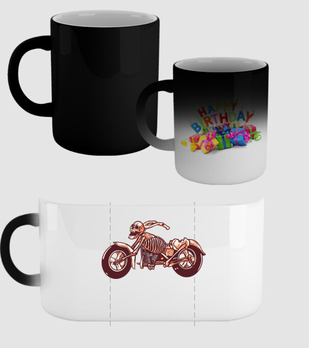 Motocicletă cu Schelet model negru pe tricou