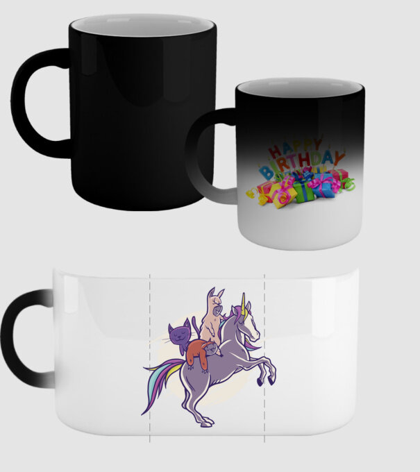 Animale drăguțe pe Unicorn model negru pe tricou