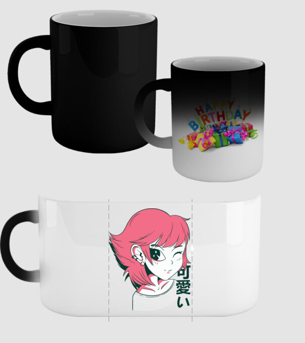 Fată drăguță Anime model negru pe tricou