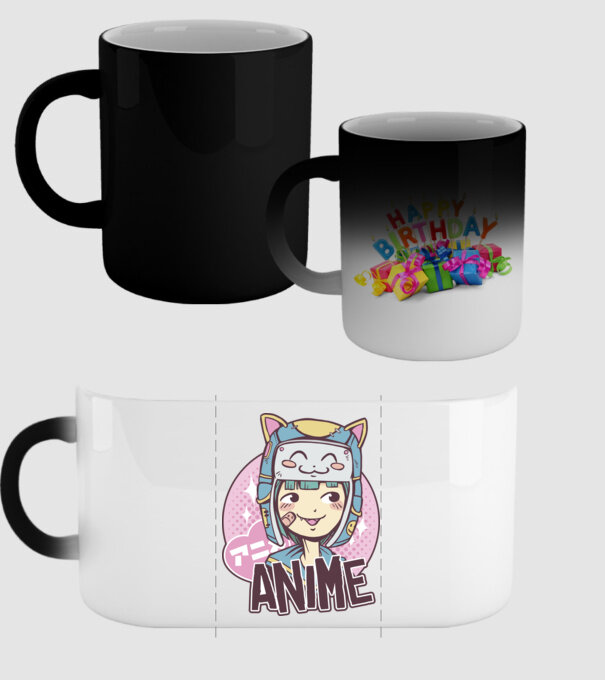 Fată drăguță Anime model negru pe tricou