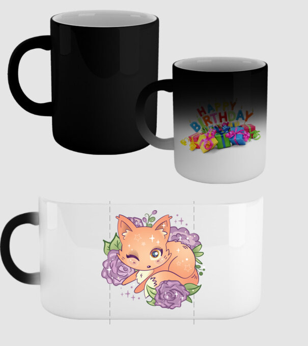 Vulpe Drăguță Anime model negru pe tricou