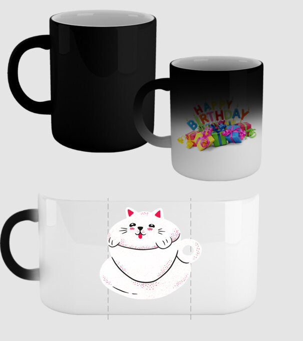Tricou cafea cu pisică drăguță model negru pe tricou