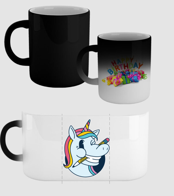 Elev Unicorn drăguț model negru pe tricou