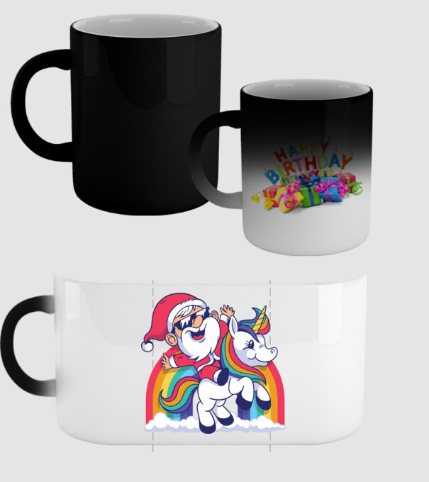Moș Crăciun Drăguț Unicorn tricou model negru pe tricou