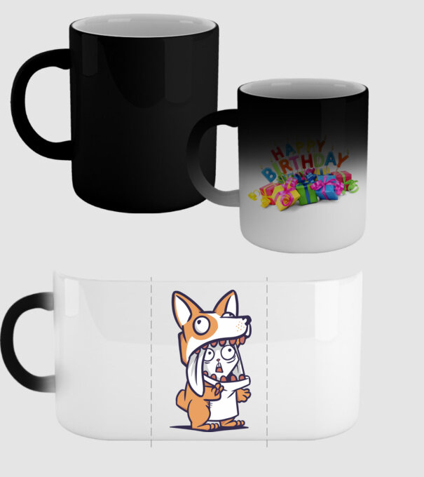 Iepuraș drăguț în costum Corgi model negru pe tricou