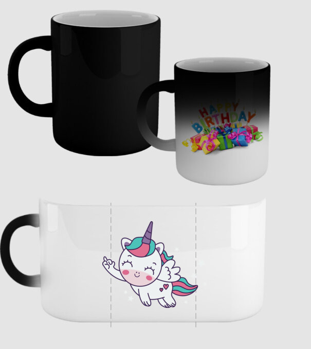 Unicorn drăguț arată degetul model negru pe tricou