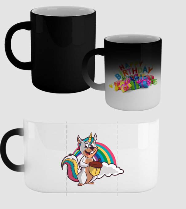 Unicorn drăguț Veveriță model negru pe tricou