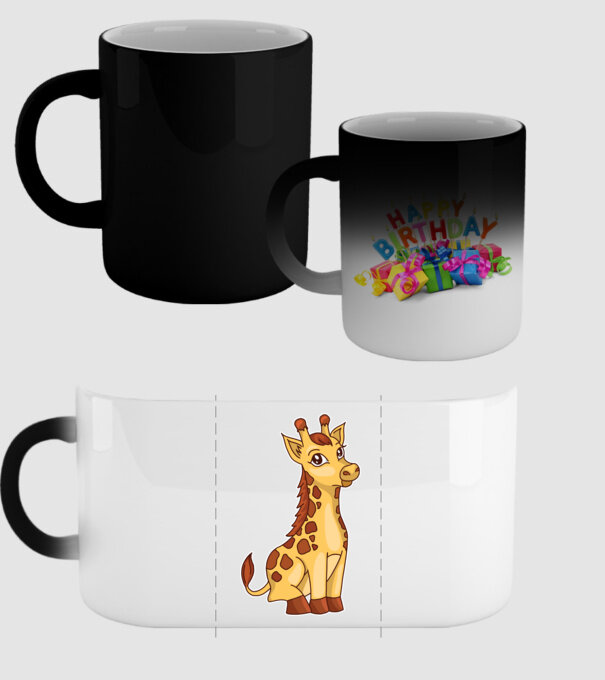 Girafă drăguță model negru pe tricou