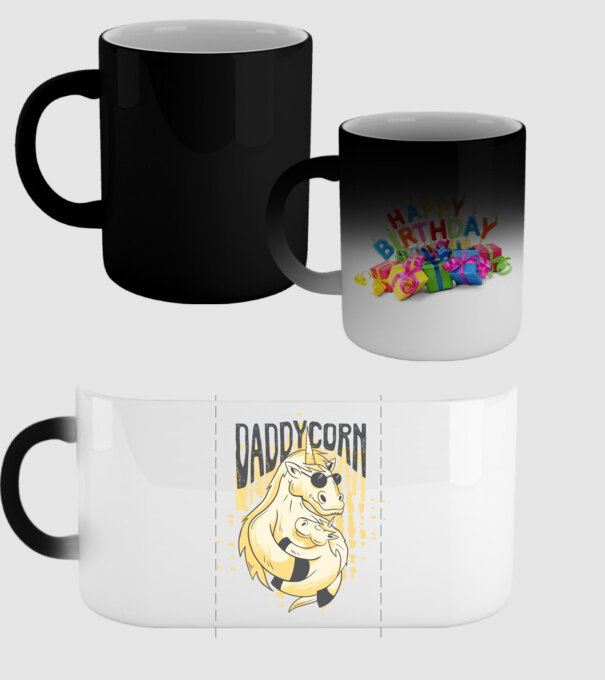 Daddycorn - Tată Unicorn model negru pe tricou