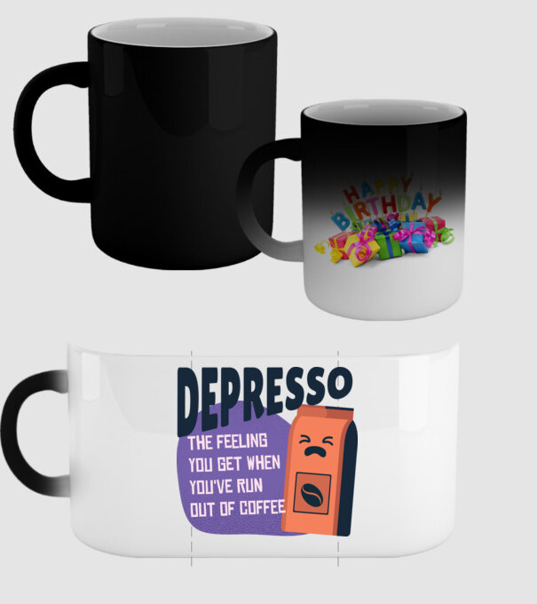 Depresso - Sentimentul când rămâi fără cafea model negru pe tricou