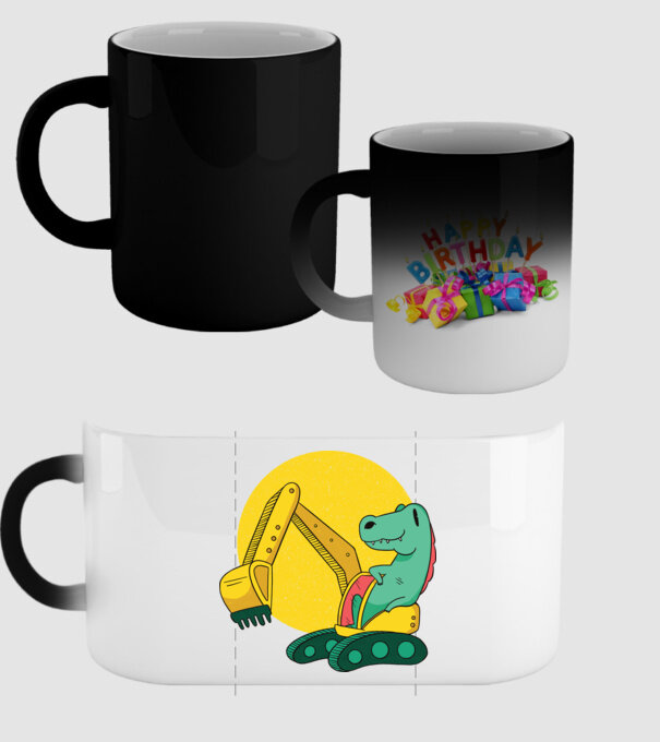 Excavator dinozaur model negru pe tricou