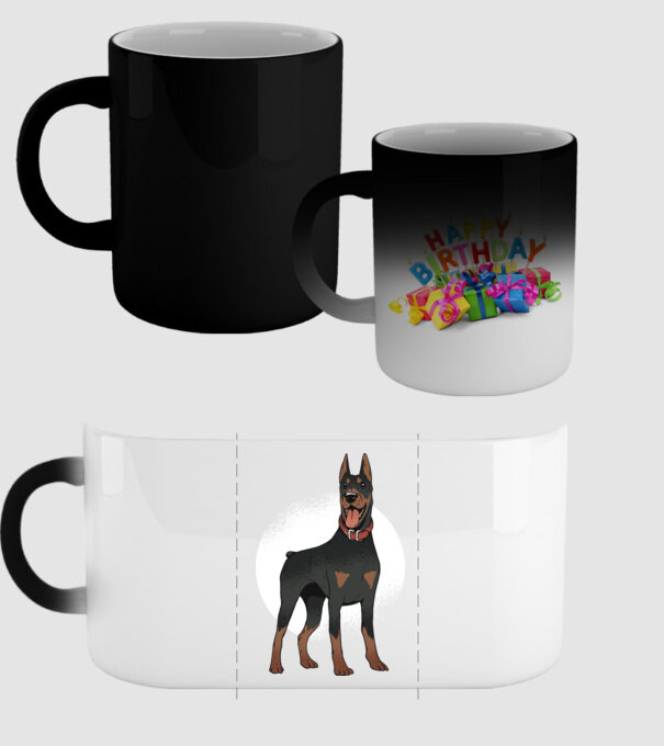 Tricou cu câine dobermann model negru pe tricou