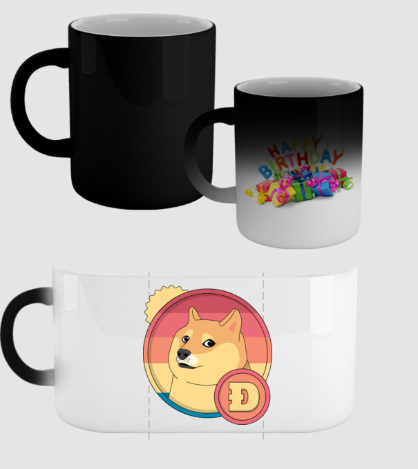 Doge Coin model negru pe tricou
