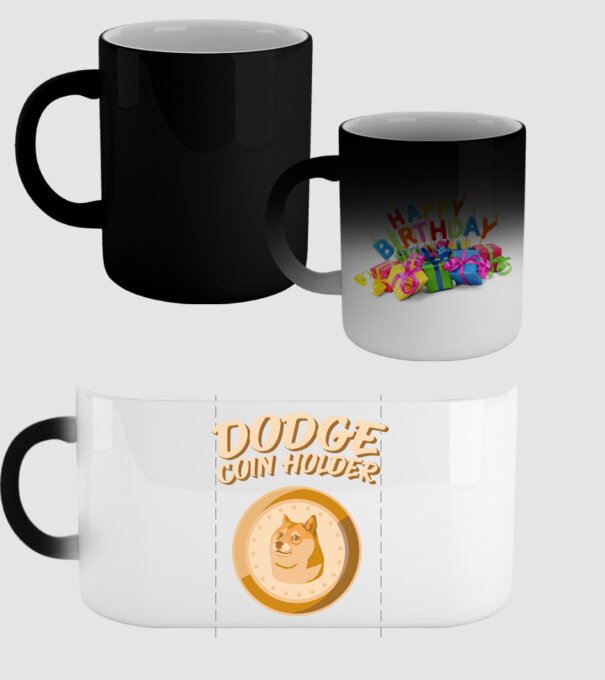 Doge Coin Holder model negru pe tricou