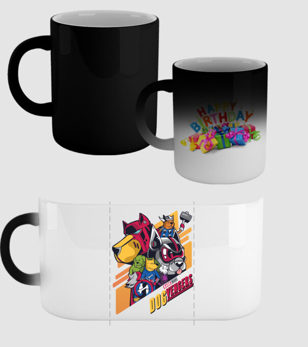Dogvengers Câini Eroi model negru pe tricou