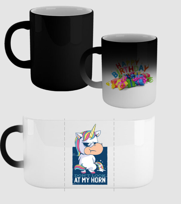 'Don''t look at my horn tricou amuzant unicorn' model negru pe tricou