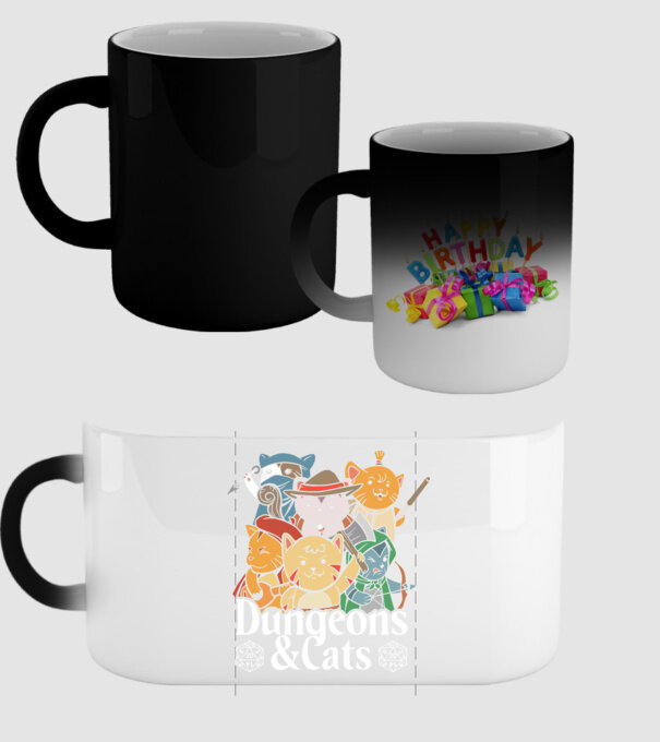 Dungeons and Cats - Joc de rol cu pisici model negru pe tricou
