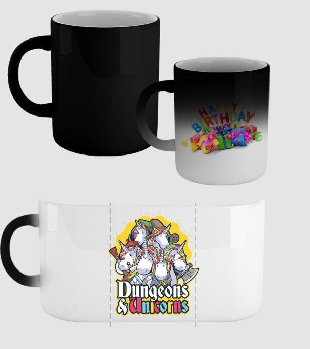 Dungeons and Unicorns model negru pe tricou