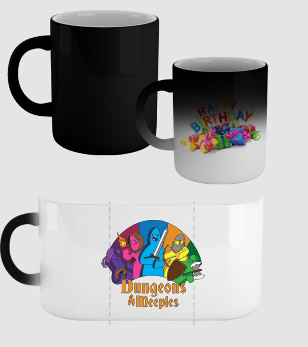 Dungeons Meeples model negru pe tricou