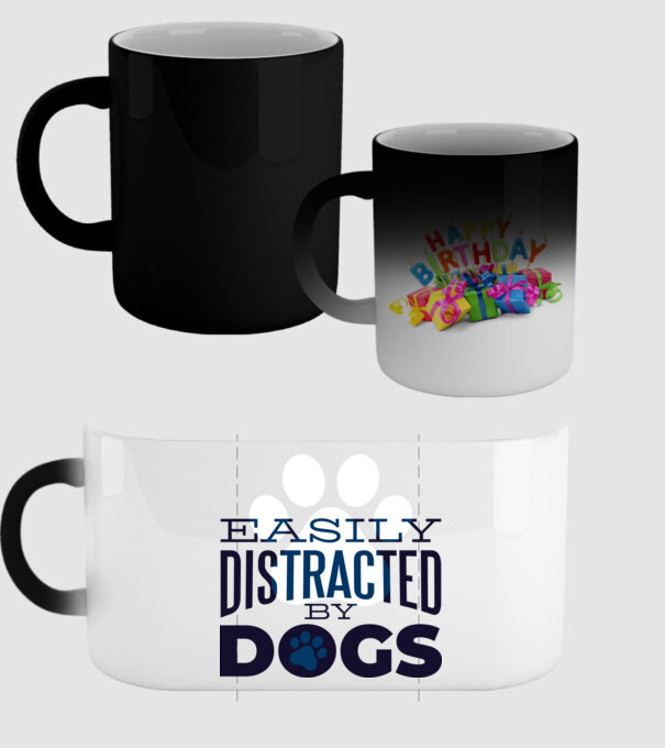 Easily Distracted By Dogs Tricou cu Câine amuzant model negru pe tricou