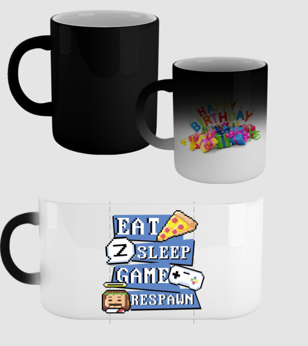 Eat, Sleep, Game respawn model negru pe tricou