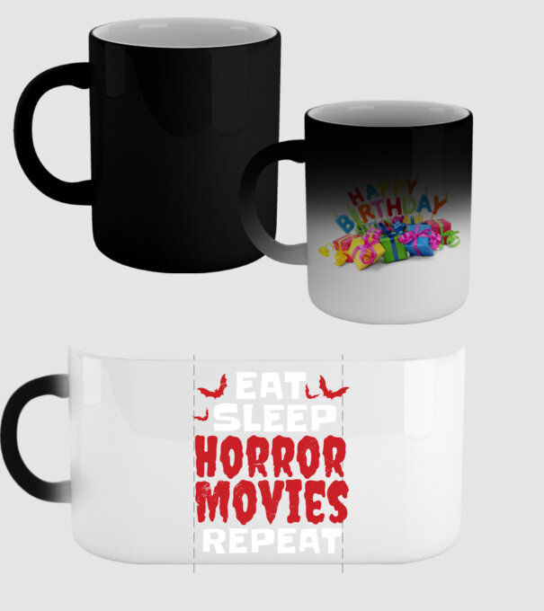 Eat Sleep Horror Movies Repeat model negru pe tricou