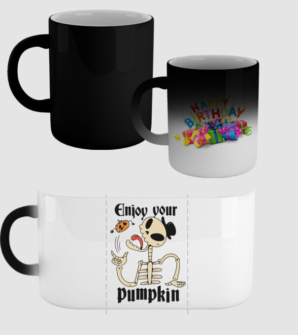 Enjoy your pumpkin Skeleton model negru pe tricou