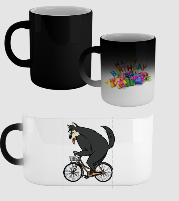 Lup pe bicicletă model negru pe tricou