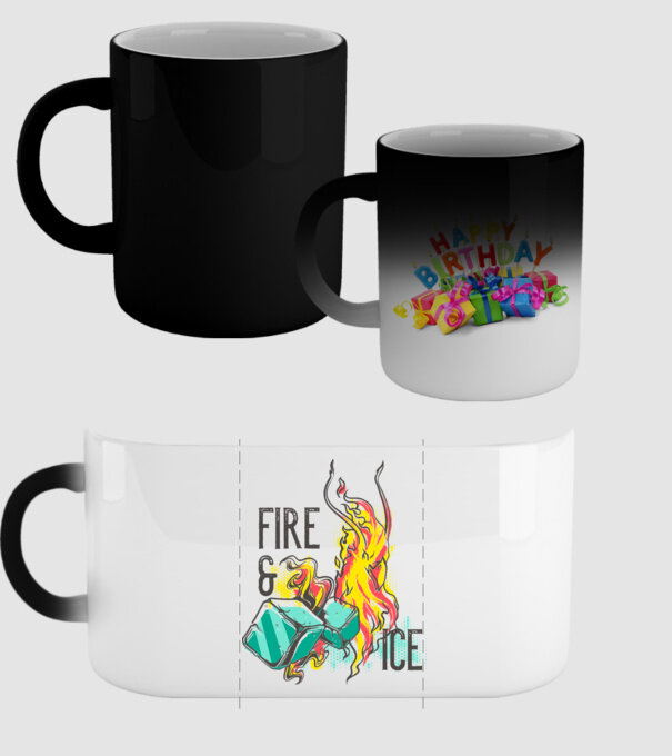 Fire and Ice model negru pe tricou
