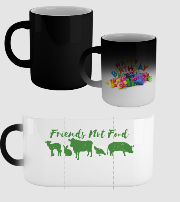 Friends Not Food Vegan model negru pe tricou