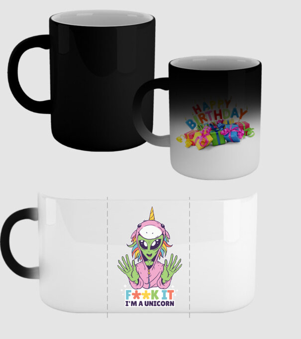 'Fuck it i''m a Unicorn vicces Alien Unikornis' model negru pe tricou