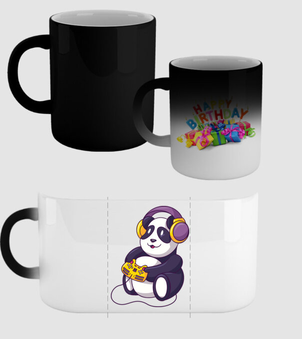 Gamer Panda model negru pe tricou
