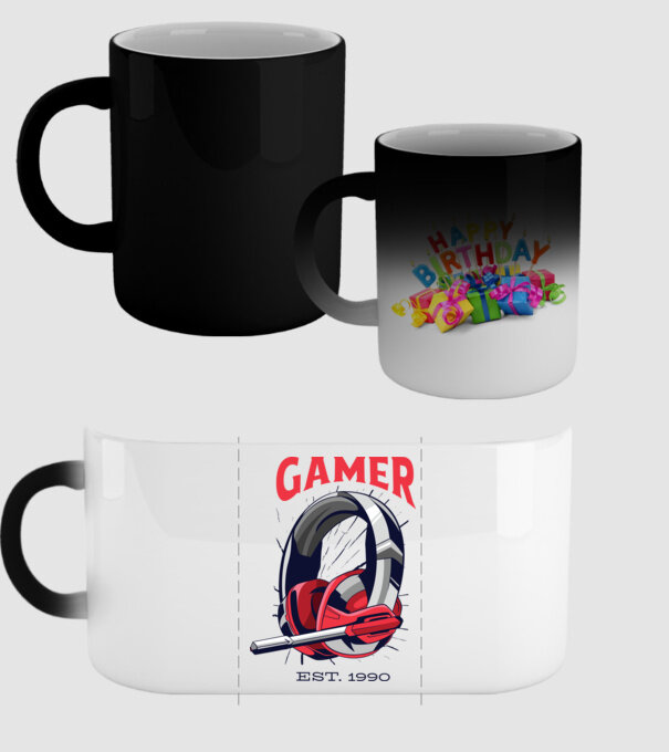 Gamer est. 1990 model negru pe tricou