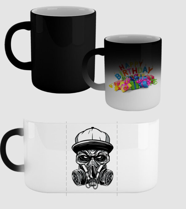Mască de gaz Craniu model negru pe tricou