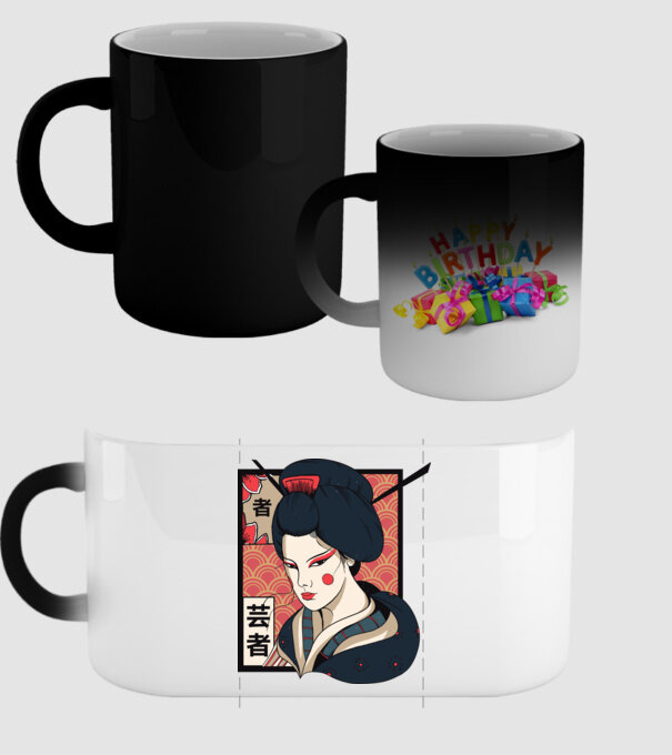 Geisha Japonia model negru pe tricou