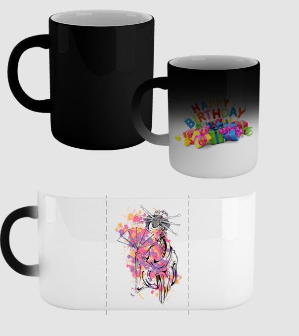 Geisha cu evantai model negru pe tricou