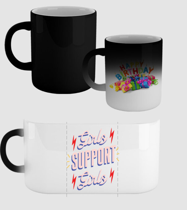 Girls Support Girls Ziua Femeii model negru pe tricou