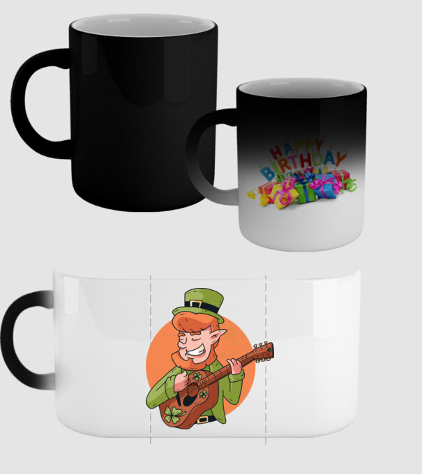 Chitarist Leprechaun irlandez St Patrick model negru pe tricou