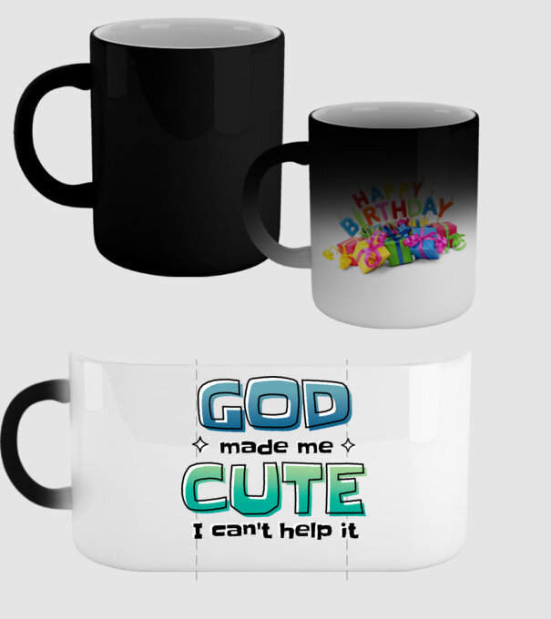 God made me cute model negru pe tricou