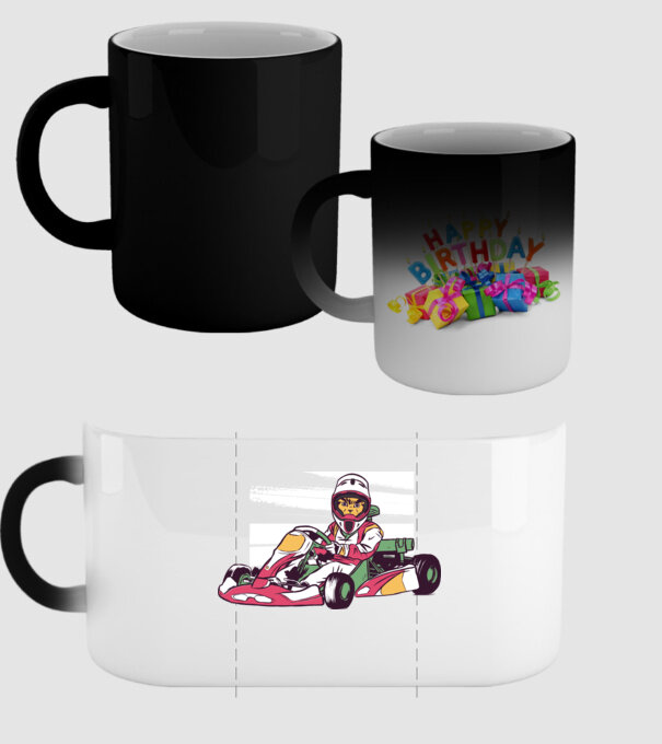 Pisică gokart model negru pe tricou