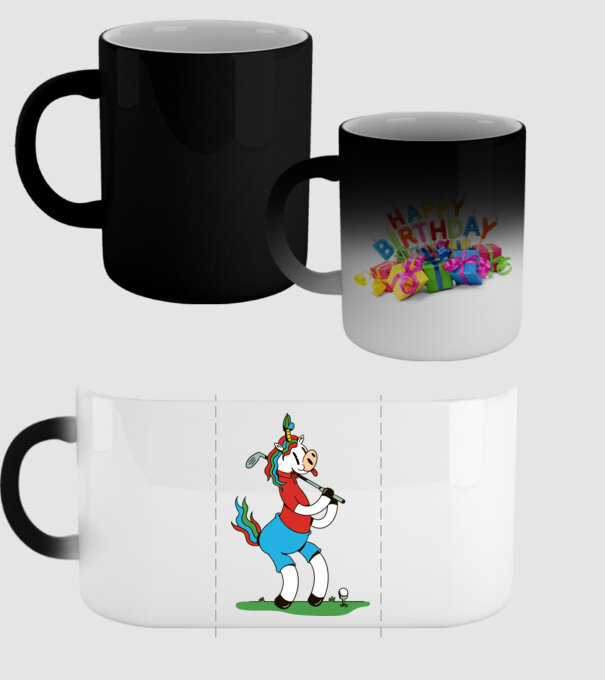 Unicorn jucător de golf model negru pe tricou
