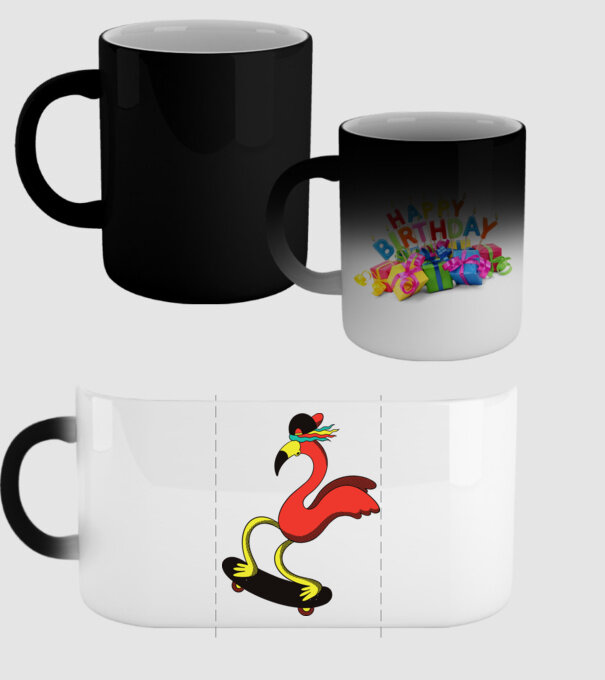 Flamingo Skateboarder model negru pe tricou