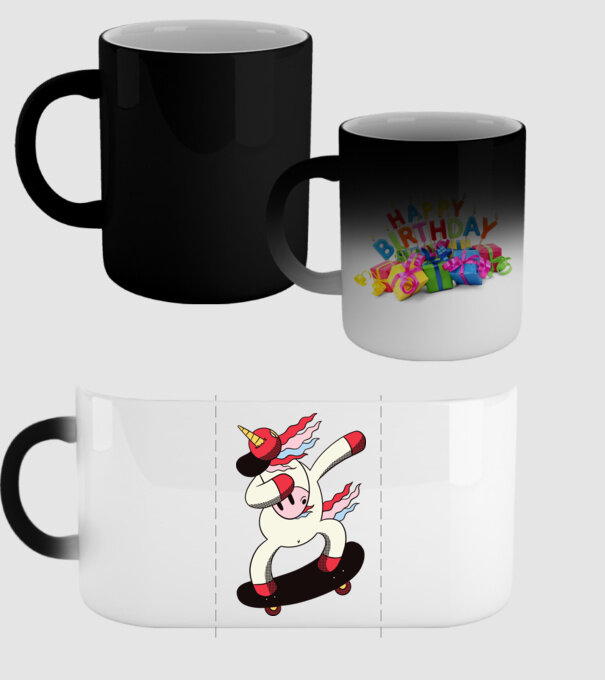 Skateboarder Unicorn DAB model negru pe tricou
