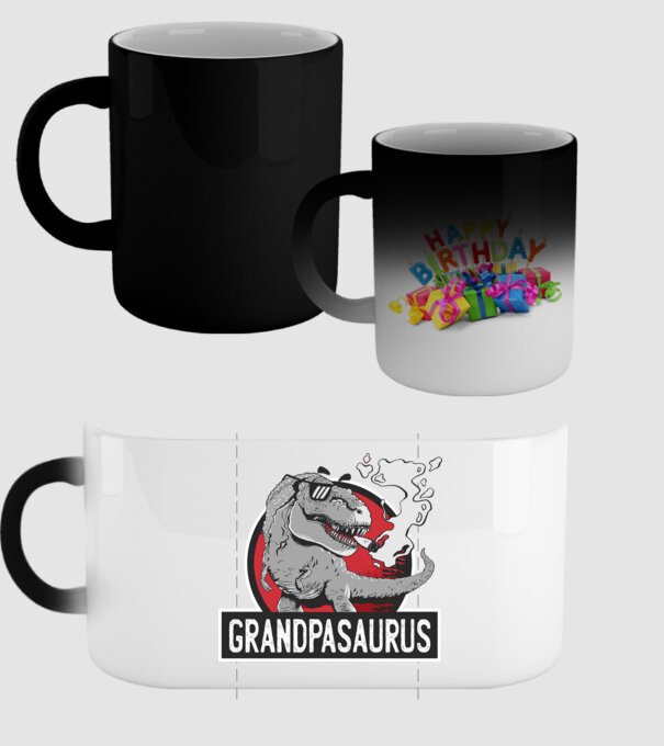 Grandpasaurus T-rex model negru pe tricou
