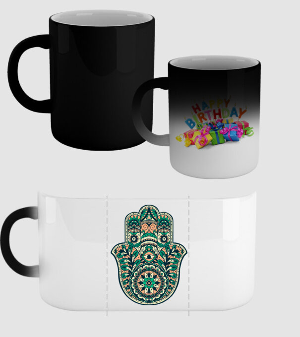 Mână Hamza - Mâna lui Dumnezeu Mandala model negru pe tricou